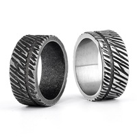 316L Edelstahl Gussring für Herren, Antiker Gotischer Punk-Bandring, Gravierte Textur 15 Stile, Biker-Rock-Geschenk