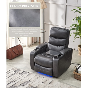 Luxury <b>Electric</b> Single Leather Recliner Sofa Chair Comfortable Convertible Upholstered for Villa Hotel Apartment Living Room Use - Product Image 4
