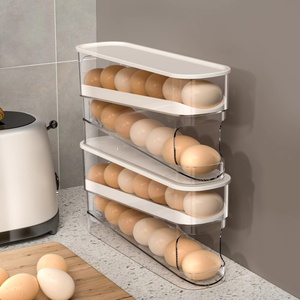 Transparent Fridge 2 Tier Automatic Egg Rolling <b>Tray</b> <b>Storage</b> Organizer Container Egg Freezer Holder for Kitchen - Product Image 3