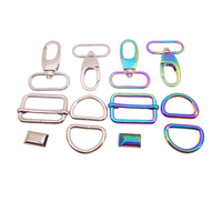 Kit de quincaillerie de haute qualité pour la fabrication de sacs : Mousqueton pivotant arc-en-ciel, Anneau en D, Boucle de réglage, Embout de fermeture éclair