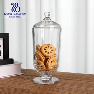 Promosi kanvas organisasi kaca stoples kue permen gula besar 800ml stoples penyimpanan kaca dengan tutup kaca dan peralatan dapur kaki - Product Image 4