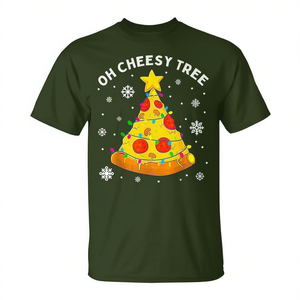 T-shirt Oh Cheesy Tree Christmas Pizza, design alimentaire de Noël, unisexe pour adultes - Product Image 2