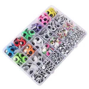 1680PCS DIY Wiggly ojos saltones mezclar colores auto-adhesivo muñeca móvil Ojo de ojo de Animal con caja