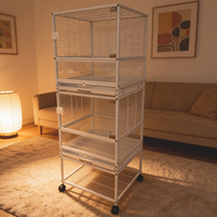 Cage d'élevage d'oiseaux multifonctionnelle moderne et classique avec cage de vol et de rétrocérence extensible en verre massif pour perruches, canaris et agapornis