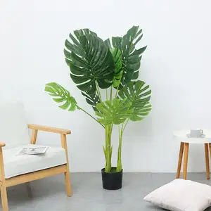 Vaso artificial para decoração de plantas, vaso artificial de banana, flor de cerejeira e grama, com luzes LED, planta aranha artificial de Natal