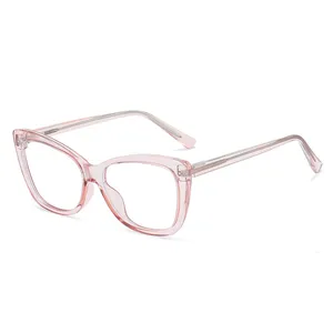 Armação de óculos feminina tipo olho de gato, armação de óculos de grau feminina com lente de proteção da luz azul, vintage tr90 2022