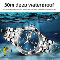 Montre à quartz Aili Feida pour femme, boîtier en alliage, bracelet en acier inoxydable, 9 mm, étanche, lumineuse, ultra-fine, double fermoir papillon, style professionnel