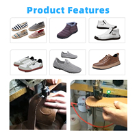 Machine à coudre à motifs, simple ou double aiguille, griffes d'entraînement réglables en option, contrôle des plis, pour la couture de tiges de chaussures en cuir