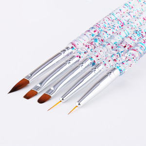 Lot de 5 pinceaux à ongles à paillettes avec manche perlé pour dessin, sculpture de cristaux et gel - Product Image 2