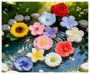 Breloques florales 3D en résine artificielle (cerisier, tournesol, rose, gardénia, marguerite) pour décoration de jardin, nœuds pour cheveux et bijoux - Product Image 1