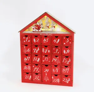 Kreativer Weihnachts-Countdown-Kalender Holz 24 Schubladen Kinder leuchten kleine Geschenk Süßigkeiten Schublade Aufbewahrung sbox