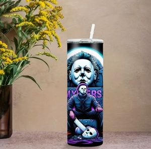 Halloween <span class=keywords><strong>Michael</strong></span> myer 20oz in acciaio inossidabile ODM OEM pacchetto SublimationPrinting a colori personalizzato bicchiere isolato con paglia - Product Image 2