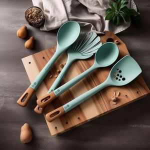 Wholesale Portable Multifunction <b>Silicone</b> Kitchen Utensils Set With Wooden Handle - Product Image 5