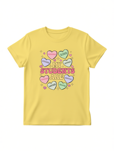 T-shirt per l'Insegnante di San Valentino, girocollo, manica corta, design a cuore multiattributo, tessuto morbido, vestibilità comoda, stile casual - Product Image 1