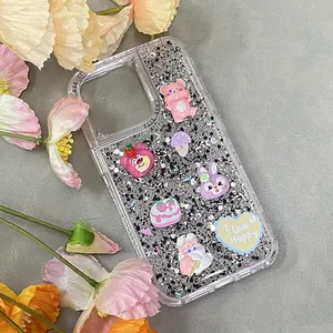 3 layers cute aesthetic accessoris shiny phone case for iphone 15 11 12 pro 13 pro max 14 15 plus 6G 7G 8G