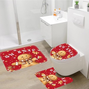 Rideau de douche en polyester motif homme en pain d'épices rouge, impression numérique, imperméable, personnalisable, ensemble de rideaux de douche, vente en gros - Product Image 3
