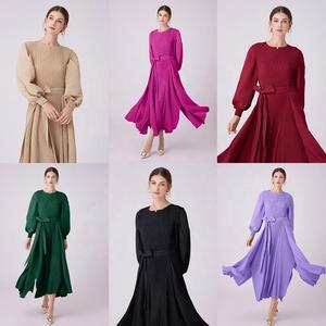 Nuovo Stile di Abito Lungo da Donna <span class=keywords><strong>con</strong></span> Maniche Lunghe, Allacciatura e Pieghe, <span class=keywords><strong>con</strong></span> <span class=keywords><strong>Spacco</strong></span> - Product Image 6