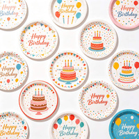 Assiettes en papier Joyeux Anniversaire, vaisselle jetable colorée pour décorations de fête