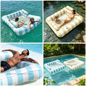 Î<span class=keywords><strong>le</strong></span> flottante gonflable d'extérieur, double flotteur <span class=keywords><strong>de</strong></span> piscine, hamac aquatique pour 2 personnes avec centre en maille et porte-gobelets pour <span class=keywords><strong>le</strong></span> <span class=keywords><strong>lac</strong></span> - Product Image 6