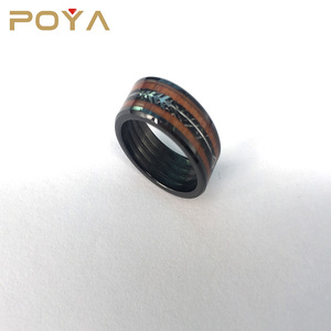 POYA 8mm anillo de cerámica negro para hombres mujeres boda banda de madera de <span class=keywords><strong>Koa</strong></span> flecha incrustaciones de caza de la joyería - Product Image 4