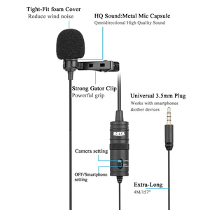 Microphone cravate à condensateur miniature BOYA BY-M1 pour podcast, omnidirectionnel, filaire, pour vlog, interview téléphonique, enregistrement sur appareil photo reflex numérique - Product Image 4