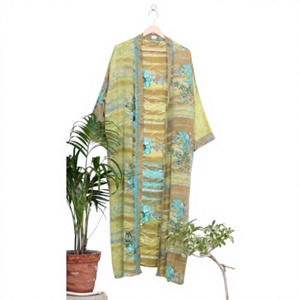Women <b>Free</b> Size Light <b>Weight</b> Summer Thermal Silk Kimono Bikini Cover Robe Floral Maternity Bathrobe Hippie Bohemian Patchwork - Product Image 1