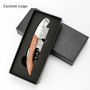 Personalized Wooden Handle Corkscrew Set with Foil Cutter for Special Events - Product Image 1