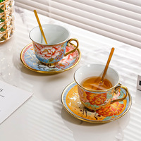 Offre Spéciale léger luxe arabe en céramique après-midi tasses et assiettes ensembles maison Restaurant turc tasse à café et soucoupe ensemble