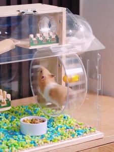 Cage à hamster en bois avec panneaux en acrylique, style villa à plusieurs niveaux, habitat pour petits animaux, utilisation en intérieur - Product Image 3