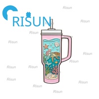 En gros, personnalisé, mignon, gobelet, bouteille d'eau, tasse thermos, badge émaillé, broche, tasse à boisson, thé au lait, café, épingles émaillées