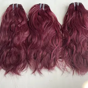 גלם וייטנאמי שיער כפול נמשך 100% שיער טבעי תפירת מכונת אדום יין שיער ערב