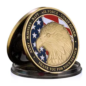 United States Armed Forces Challenge Coin Freedom Eagle Pattern Thank You for Your Service Copper Plated Commemorative Coin
