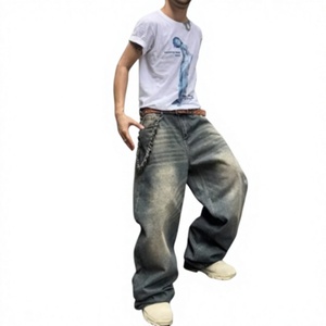 Pantalon Harem en Denim Délavé pour Homme, Coupe Ample, Taille Mi-Haute, Déchiré, Style Hip-Hop, Streetwear, Idéal Printemps - Product Image 1