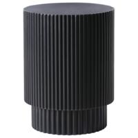 Table basse ronde moderne en béton MgO noir mat, surface cannelée, pour intérieur/extérieur, mobilier de maison, salon, bar