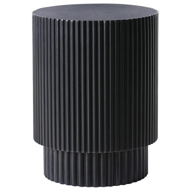 Modern Matte Black Concrete MgO Round Coffee Table Indoor Outdoor Fluted Surface Home Furniture Living Room Bar Use