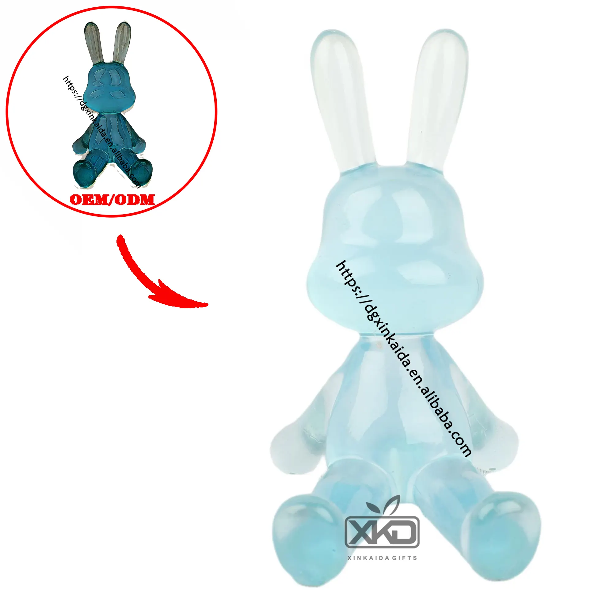 Заводская изготовленная на заказ полимерная игрушка статуя скульптура прозрачный кролик 3d oem оптовая цена орнамент украшения для дома украшения