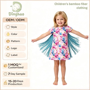 Vestido Infantil <span class=keywords><strong>de</strong></span> Bambú con Estampado <span class=keywords><strong>de</strong></span> Conchas Marinas Estilo Mermaidcore DH ODM, Vestido <span class=keywords><strong>de</strong></span> Verano para Niñas Pequeñas con Gráficos <span class=keywords><strong>de</strong></span> Arrecife Costero en Tonos Pastel, Adorno <span class=keywords><strong>de</strong></span> Flecos y Borlas - Product Image 1