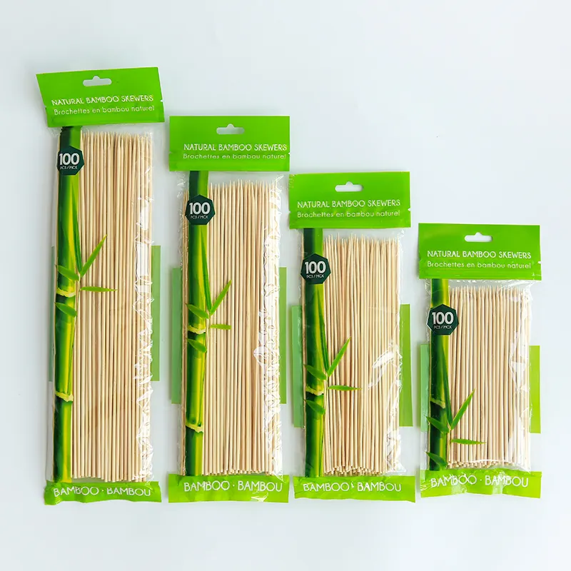 AUCH Großhandel Bambus BBQ Fleischs pieß Bambus Stick Spieße mit Polybag Verpackung