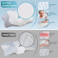 Vente en gros oreiller médical personnalisé en mousse à mémoire de forme anti-ronflement, contour carré pour le cou, oreillers orthopédiques blancs.
