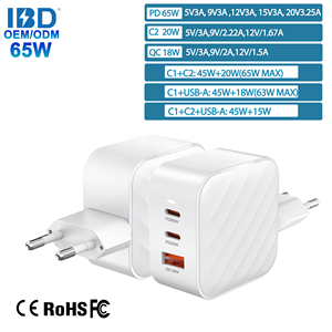 IBD Gan 65W Cargador Tipo C USB Portátil EE. UU. UE Reino Unido KC Enchufe 2C1A PD QC Adaptadores de cargador de pared de carga rápida para Iphone Laptop Phone - Product Image 5