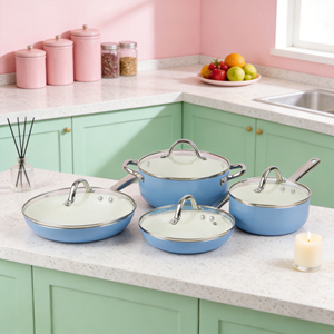 Nouvel arrivage : Ensemble <span class=keywords><strong>de</strong></span> casseroles 8 pièces en aluminium pressé, antiadhésif, compatible induction, passe au lave-vaisselle, moderne et écologique, en acier inoxydable - Product Image 2
