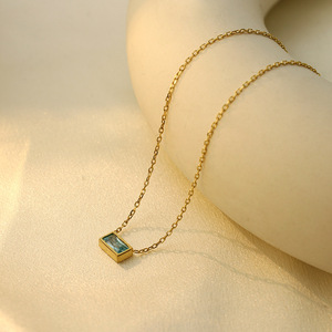 Minimalist Geometric Zircon Necklace Gold Chain Bezel Setting For Women Gift Jewelry - Product Image 1