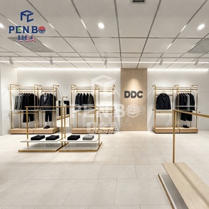 Comptoir de magasin de mariage au design moderne, présentoir de robes et jupes, étagère de luxe pour robes de mariée dorées, mobilier de présentation pour magasin de vêtements - Product Image 4