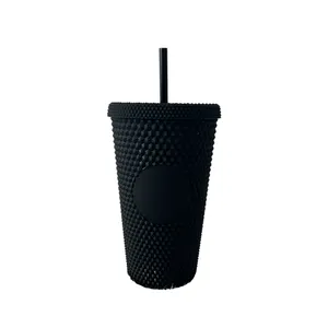 Hot Sale 16oz Double Wall Studded Coffee Tumbler Cup With Straw Mugs For Coffee Lovers