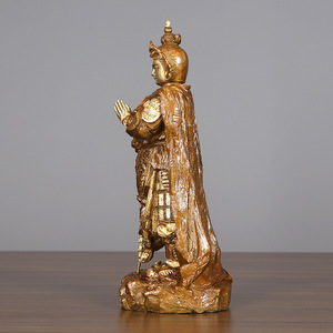 Figura de Cobre del Bodhisattva Weituo, Estatua Dorada Fundida a Mano, para Adoración en Interiores, Artesanía - Product Image 2
