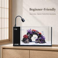 Aquarium marin contemporain avec vue claire, filtre latéral peu encombrant et éclairage 3 couleurs, vente en gros