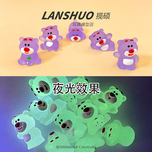 แลนโช ตุ๊กตาหมีเรซิ่นเรืองแสงในที่มืด งานฝีมือ DIY ของตกแต่งบ้าน รูปทรงสัตว์การ์ตูน พร้อมเอฟเฟกต์แสงกลางคืน - Product Image 1