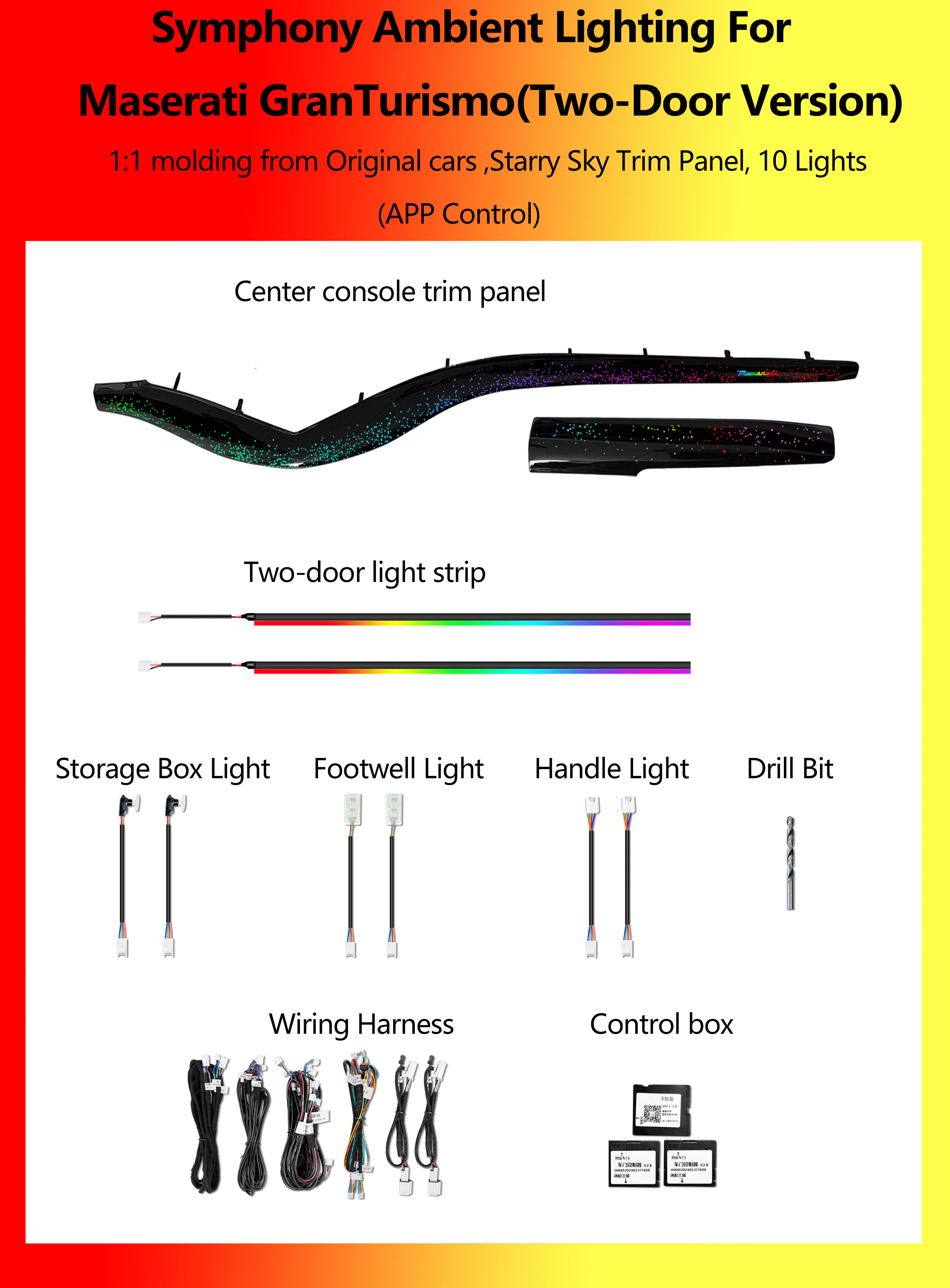 Panneau décoratif ciel étoilé Maserati GranTurismo Symphony 10 lumières