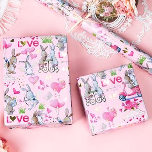 Valentines Day Wrapping <b>Paper</b> Pink Rabbit Love Arrow Dots Gift Wrap 17 Inch X 33 Feet Reversible For Valentine's Day Birthday - Product Image 6
