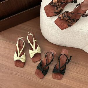 Sandalias de Estilo Moderno para Verano, con Punta Francesa, Tacón Bajo y Lazo, Tacones Altos para Mujer - Product Image 2